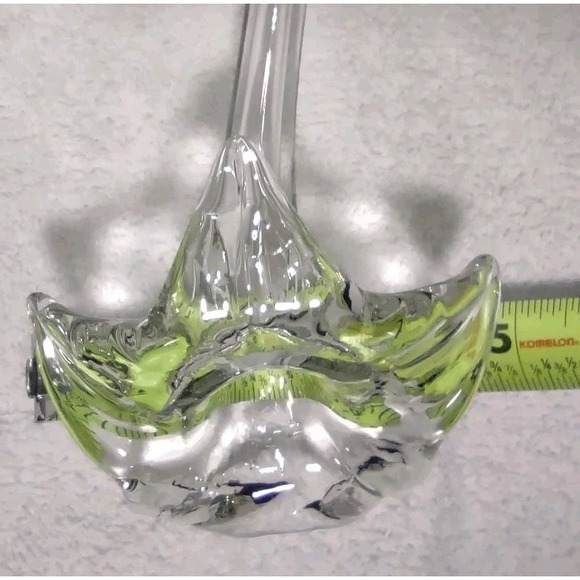 Hand blown Art‎ Glass Lily 9"L 5" W Horizontal Bud Vase - Picture 8 of 9